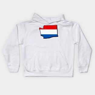 Red, White, and Blue Washington Outline Kids Hoodie